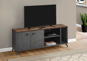 MEUBLE TV - 60"L / CONCRETE GRIS / FAUX BOIS BRUN MOYEN ITEM
