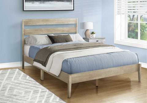 LIT - QUEEN / BOIS MASSIF PLATEFORME GRIS
