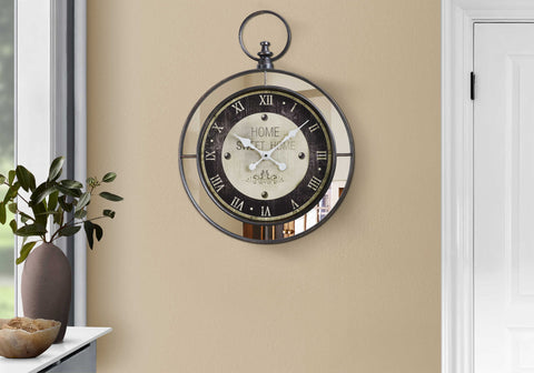 HORLOGE  MURALE / MIROIR / BRUN