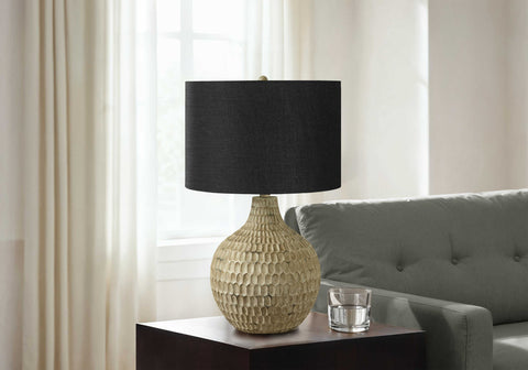 LUMINAIRE 25"H LAMPE DE TABLE BRUN RESINE / NOIR