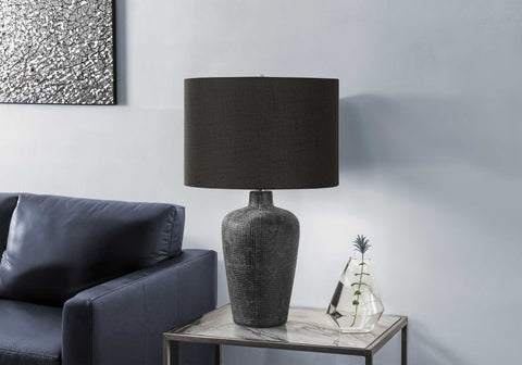 LUMINAIRE - 24"H LAMPE DE TABLE NOIR CERAMIQUE