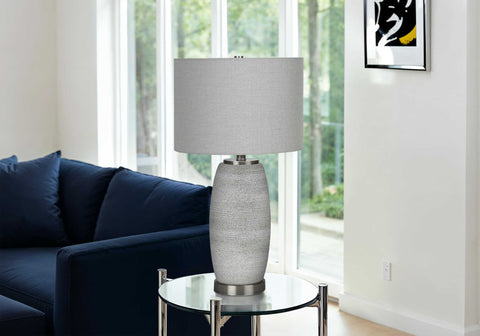 LUMINAIRE - 25"H LAMPE DE TABLE GRIS CERAMIQUE