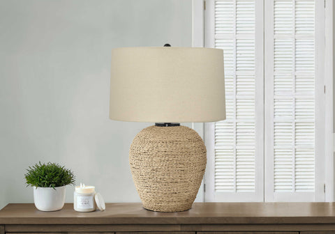 LUMINAIRE LAMPE DE TABLE BEIGE ROTIN / BEIGE