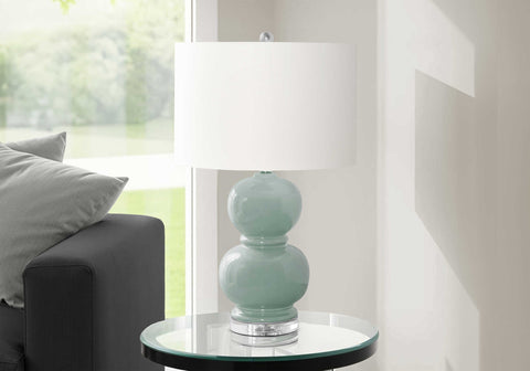 LUMINAIRE LAMPE DE TABLE BLEU CERAMIQUE / IVOIRE