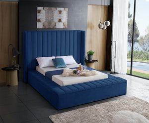 Lit En Velours Bleu avec Bancs et Rangements