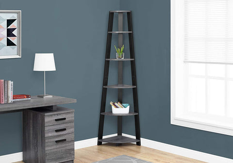 ETAGERE - 72"H / GRIS-NOIR EN COIN