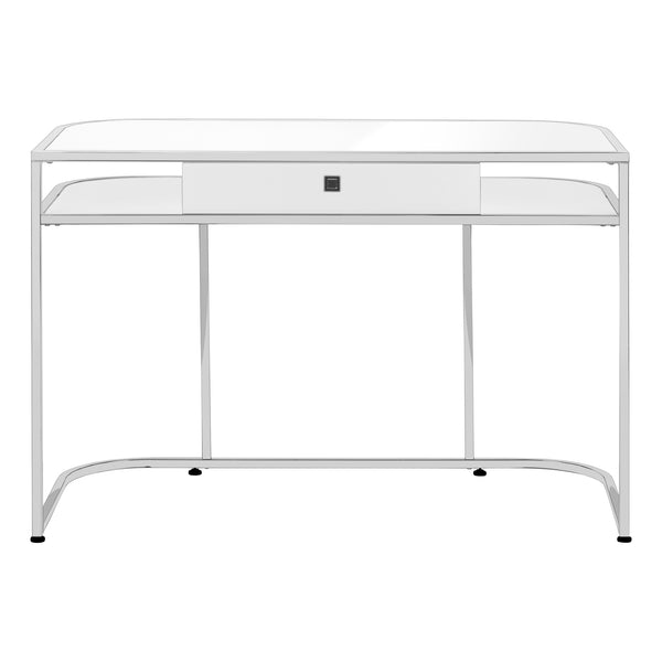 BUREAU BLANC LUSTRE ET PATTES CHROME