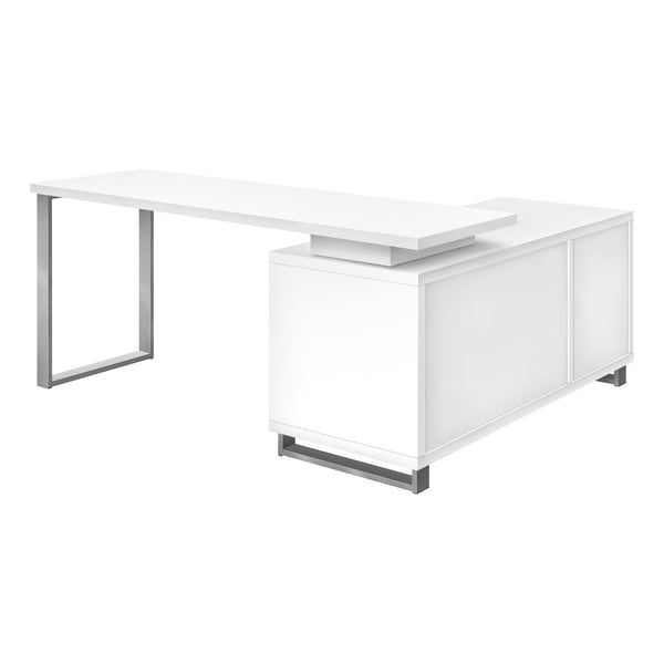 BUREAU - 72"L / EN COIN EXECUTIF BLANC / ARGENT