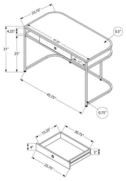 BUREAU BLANC LUSTRE ET PATTES CHROME