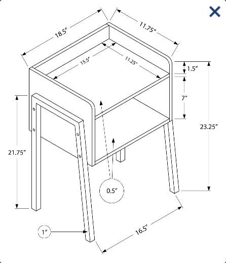 TABLE D'APPOINT - 23"H