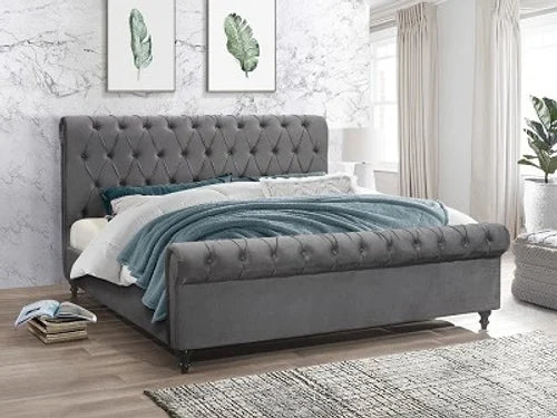 Lit en Velours Gris