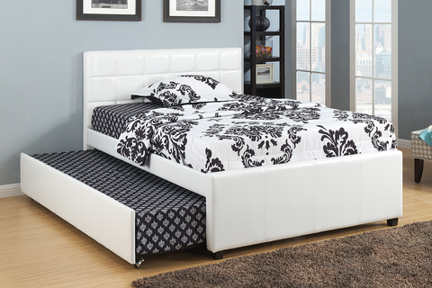 LIT BLANC SIMILI CUIR 2 EN 1 AVEC 2 MATELAS