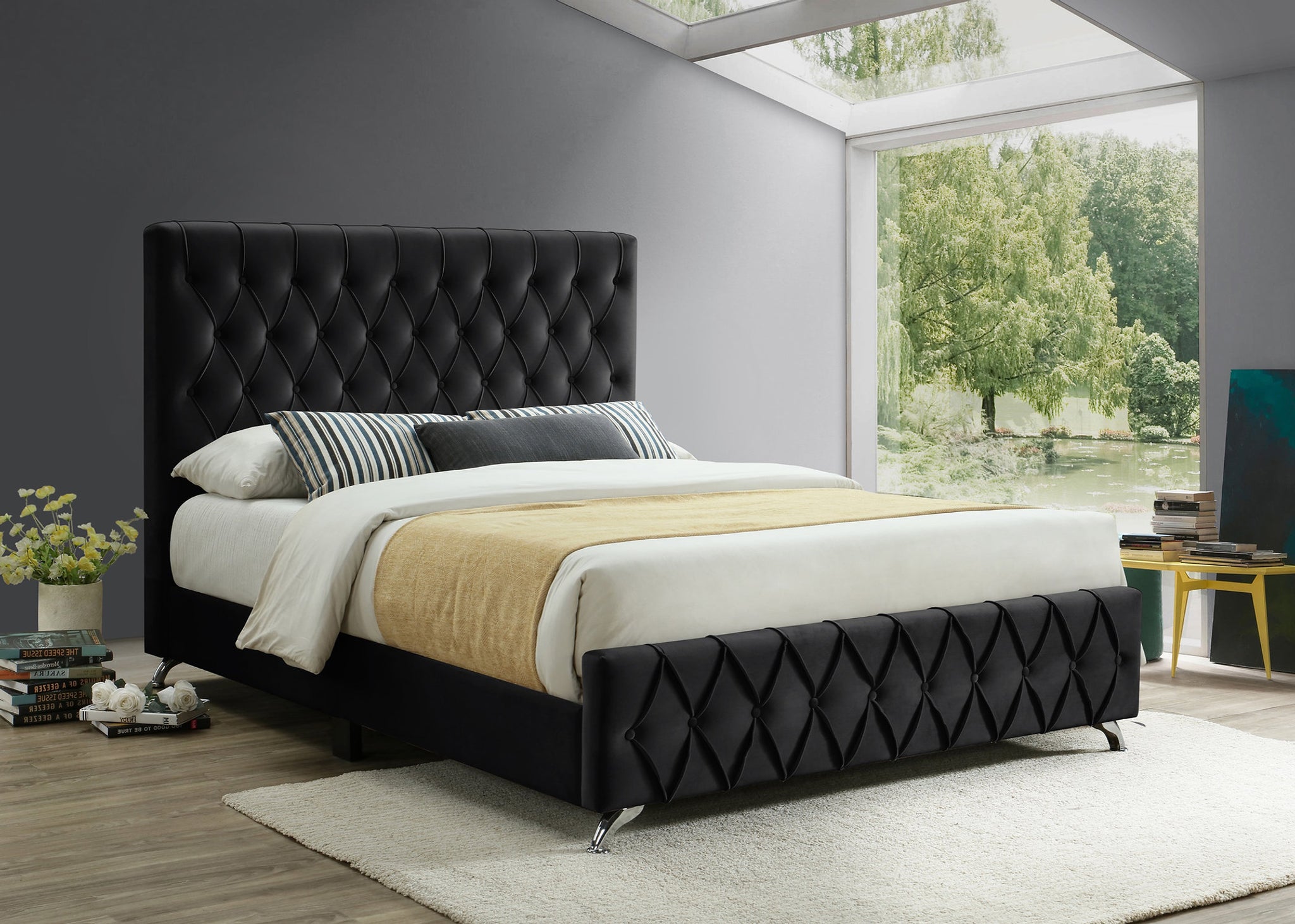 LIT EN VELOURS AVEC MOTIF LOSANGES