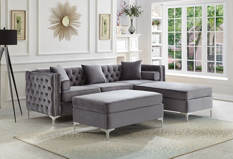 Canapé sectionnel en velours gris