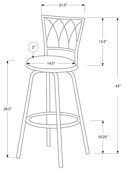 TABOURET DE BAR - 2PCS / 43"H / PIVOTANT / CAFE FONCE
