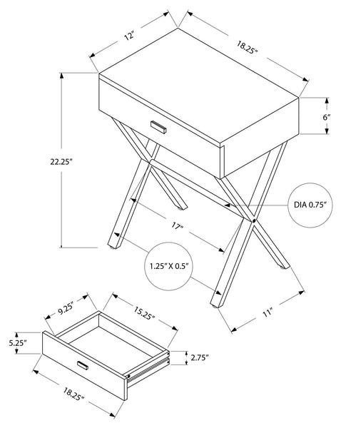 TABLE D'APPOINT - 24"H /METAL CHROME