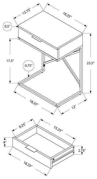 TABLE D'APPOINT - 24"H  METAL CHROME