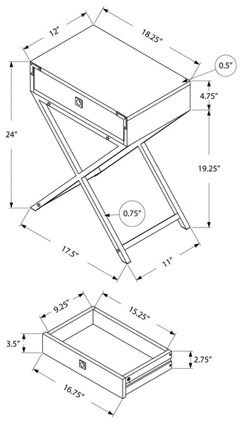 TABLE D'APPOINT - 24"H  METAL CHROME