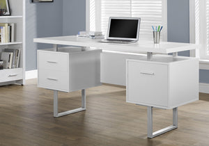 BUREAU  METAL ARGENT / BLANC