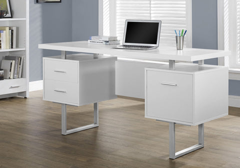 BUREAU  METAL ARGENT / BLANC