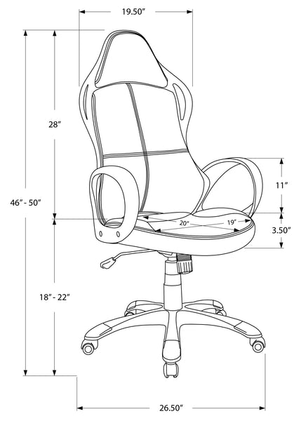 CHAISE DE BUREAU - NOIR / TISSU ROUGE / MULTIPLE POSITION