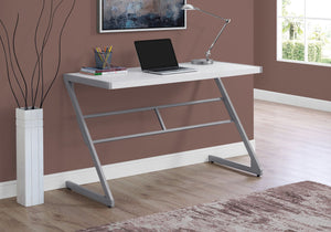 BUREAU - 48"L / BLANC / METAL ARGENT