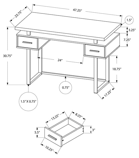 BUREAU - 48"L / METAL ARGENT