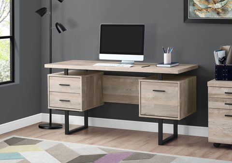 BUREAU FAUX BOIS  METAL NOIR