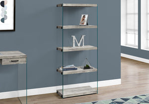ETAGERE  FAUX BOIS TAUPE / VERRE TREMPE