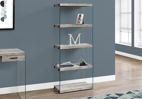 ETAGERE  FAUX BOIS TAUPE / VERRE TREMPE